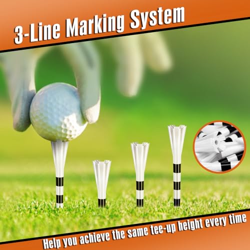 Professional 3-1/4” Golf Tees Reduces Friction & Side Spin - Choose 72 Pack,150 Pack or 200 Pack - color: 120 Pack 3-1/4" with 1-1/2" Mixed Size