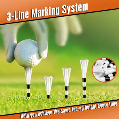 Professional 3-1/4” Golf Tees Reduces Friction & Side Spin - Choose 72 Pack,150 Pack or 200 Pack - color: 120 Pack 3-1/4" with 1-1/2" Mixed Size