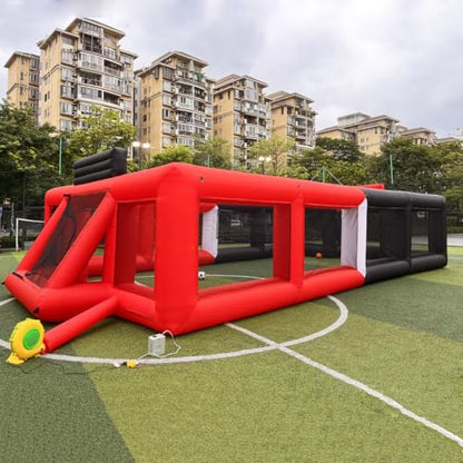 Portable Inflatable Sports Court Inflatable Soccer & Basketball & Volleyball Field 3-in-1 Multiple Sport Game with Blower for Birthday/School Playground/Family/Team Games - style: 34x14.5x 8.6ft
