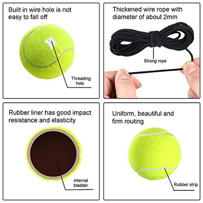 Gejoy 4 Packs Tennis Training Ball with String Tennis Trainer Balls Self Practice Tool Ball Training Equipment for Trainer Practice Exercise