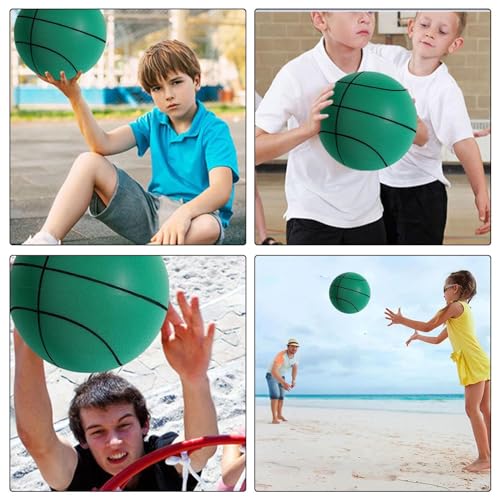 Silent Basketball - Indoor Quiet Training Ball, High-Density Foam, Low Noise, Highly Elastic, Easy to Grip - color: Green, size: Oversized [24cm-7#]