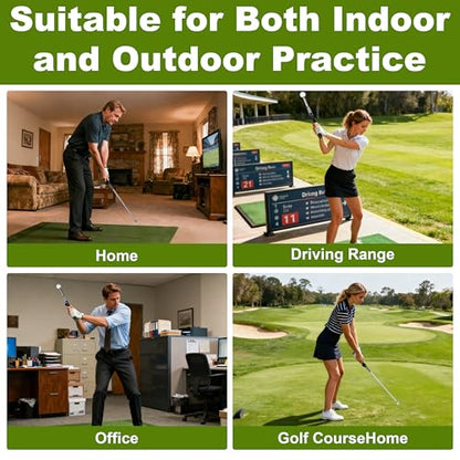 Pro-Level Retractable Golf Swing Trainer, Training Aid with Golf Grip Trainer, Golf Trainer for Beginners & Tempo Training for Advanced, Click Feedback, Arm Connection, Indoor/Outdoor