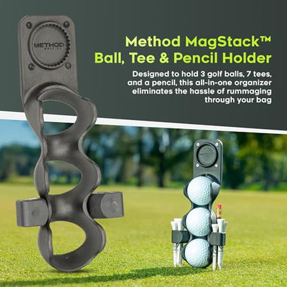 Method Golf MagStack Accessory Pro Pack –Golf Ball & Tee Holder, Glove & Scorecard Clip Plus 5-in-1 Divot Repair Tool – Premium Accessories for Golf Carts, Push Carts & Bags