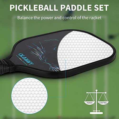 OLANNY Graphite Pickleball Paddles Set- Premium Rackets Fiber Face & Polymer Honeycomb Core Pickleball Set Includes Pickleball Paddles + Pickleball Balls+ Replacement Soft Grip + 1 Bag - color: Lion head Pickleball Paddles