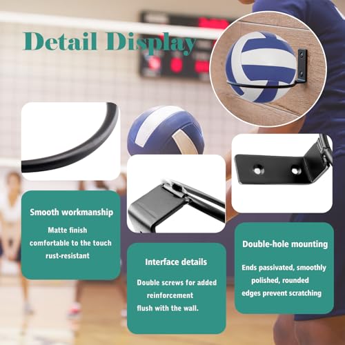 3pcs Ball Holder Wall Mount，Foldable Ball Storage Rack 7 inch Basketball Holder Garage Storage for Soccer, Volleyball, Football Display Rack Balls Organizer for Gym, Playroom, Black
