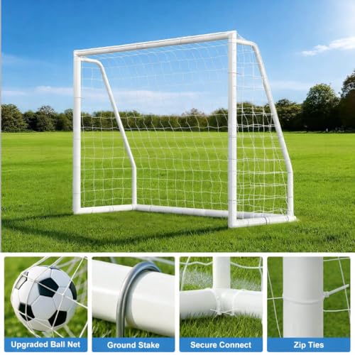 MOPHOTO Soccer Goal, 6X4/8x6/10x6.5/12x6/16x7/18.5x6.5/21x7/24x8ft Soccer Goals for Backyard, Full Size Soccer Goal for Teens & Adults Training - size: 8x6FT, style: PVC-Foldable