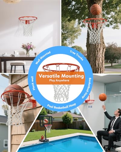 Pro Basketball Rim & White Heavy-Duty Net Combo – Wall Mount & All-Weather Use