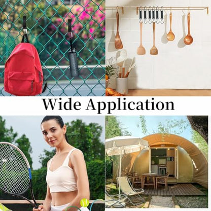 Carabiner Fence Hooks, Fence Hook for Tennis Baseball Bag, Hanging Nylon Safety Metal Buckle Hooks for Outdoor Sports Backpacks Water Cups Camping Equipment
