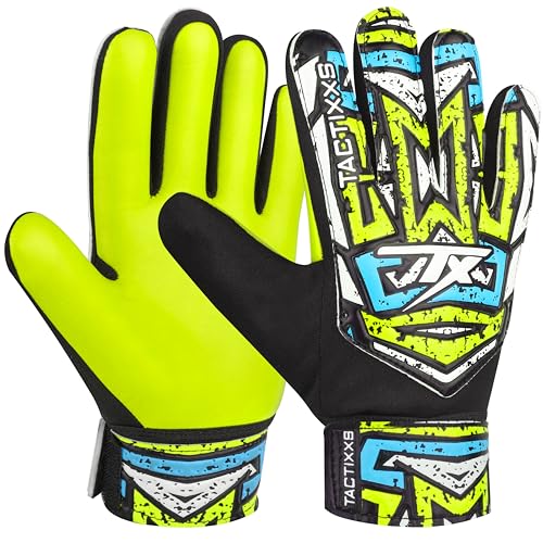 Soccer Goalkeeper Gloves for Kids Boys Children Youth, Funky Football Goalie Gloves Anti Slip 4mm Latex Palm with Strong Grips - color: Yellow Fluroscent, size: Size 2 suitable for 4-5 Years