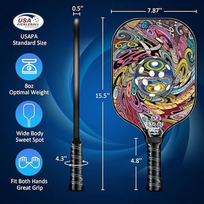 Pickleball Paddles Set of 2, USAPA Approved Fiberglass Pickleball Set with 4 Balls & Carry Bag, Lightweight Rackets for Beginners & Adults - color: Vortex 3