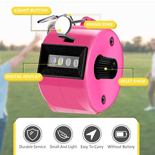 TOODOO 6 Pack Hand Tally Counter 4 Digit Mechanical Palm Clicker Plastic Hand Held Counter Clicker with Metal Finger Ring for School Golf Sports Events Office Stadium