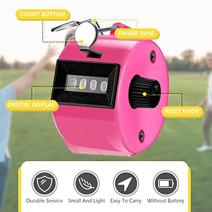 TOODOO 6 Pack Hand Tally Counter 4 Digit Mechanical Palm Clicker Plastic Hand Held Counter Clicker with Metal Finger Ring for School Golf Sports Events Office Stadium