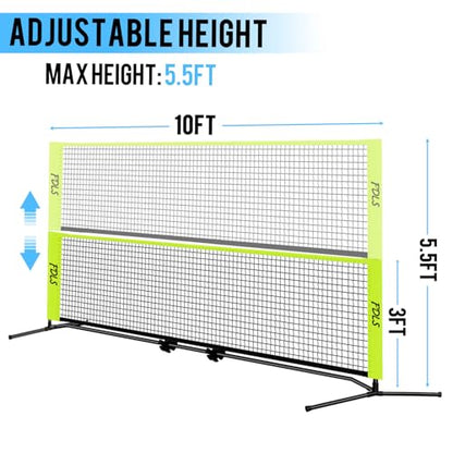 FDLS 10FT Portable Badminton Pickleball Net with Carry Bag for Indoor Outdoorl Height Adjustable| Easy Set up - style: Yellow&Green