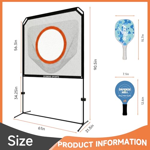 Indoor Paddle Game with Net – All in One Outdoor & Indoor Set with Removable Target and Ball Catch Net– Combines Pickleball, Badminton Tennis for Family or Solo Fun