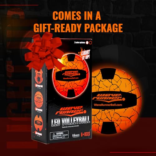 Wave Runner LED Glow in The Dark Volleyball - Light Up Beach Volley Ball Gifts for Teen Girls, Kids Ages 8-15 | Outdoor Sports Gear Accessories for Night Play