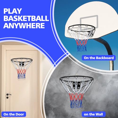 Basketball Rim Replacement Standard 18" Steel Rim Wall Mounted Basketball Goal Hoop with Net for Indoor Outdoor