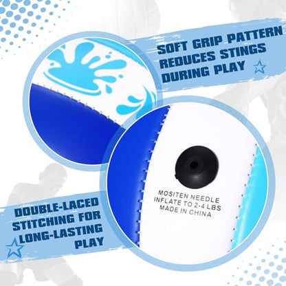 Leitee 3 Pcs 8.5 Inch Waterproof Soft Beach Volleyball Swimming Pool Water Volleyball with Soft Cover and Pump for Teens Adults Outdoor Indoor Pool Beach Play Training Practice(Blue)