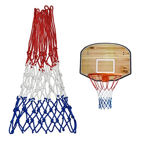 Sanung 2 Pack Heavy Basketball Net Rainproof Sunscreen, Red White Blue Bold Polyester Braided Rope, 12 Loops for Indoor Outdoor Professional Competitions