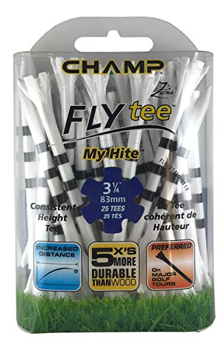 Champ Zarma FLYtee My Hite 3-1/4" 25 count - color: White/Black Stripes