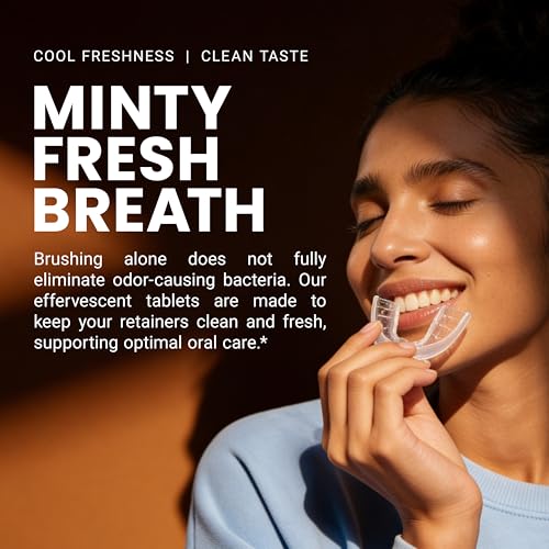 Retainer Cleanser Tablets Cleaner, Removes Odors Discoloration Stains and Plaque 2 Month Supply Denture Cleansers Retainers Mouth Guards Denture Bath Mint by M3 - size: 60 Count