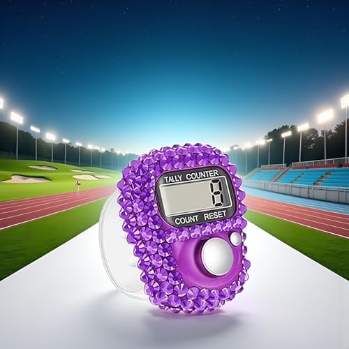 Electronic Finger Tally Counter Clicker Counter,Convenient Portable Digital Display Tally Counter,Resettable Mini Lap Counter for Golf Goods Counting Accessories,Track and Field Lap Counters - color: Purple