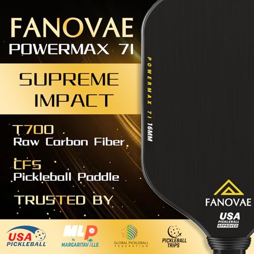 Pickleball Paddle, T700 Raw Carbon Fiber Surface, Raw Carbon Fiber Pickleball Paddle, CFS, Designed for Ultimate Spin & Consistency, Includes Paddle Cover&Eraser, Ideal for Gift, POWERMAX 7I