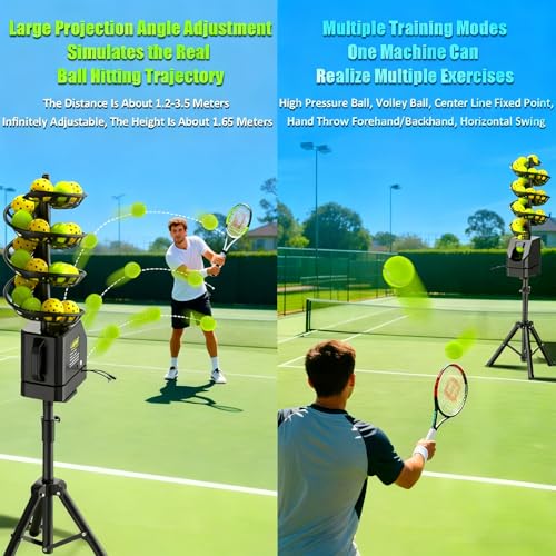Portable Pickleball Machine - Remote Control, Adjustable Angle, 33 Balls, 5200mAh Battery, Distance Control, Beginner-Friendly Training Aid, Perfect for Skill Development