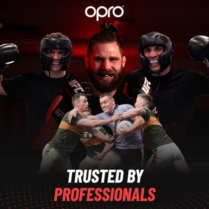 OPRO Instant Custom-Fit Mouthguard – Dentist Level Gum Shield Adult and Kids – OPRO Mouth Guard Boxing and MMA, Self-Fit Gum Shield Rugby – Maximum Protection with Dental Warranty (Red/White) - color: Red/White, size: Adult (10+)