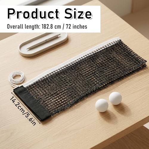 1PCS Table Tennis Net Replacement, Black PingPong Net Nylon Pingpong Net for Indoor Outdoor School Gym (70.8" x 5.9")