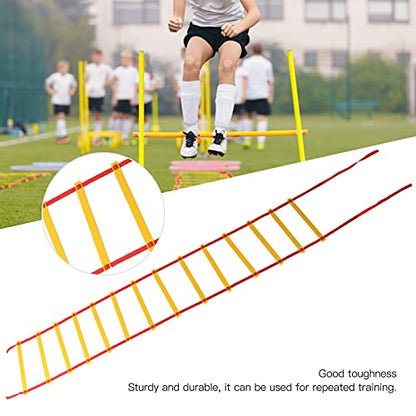 7M 14 Rung Agility Speed Training Ladder, Football Soccer Fitness Ladder, High - Density Braided Belt with Storage Bag for Athletes Coaches Outdoor Indoor Drills
