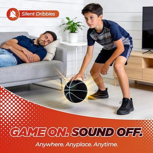 600g Premium Indoor Silent Basketball, Official Size 7 (29.5"), Never Compressed, Realistic Bounce, Premium Grip Grooves, High-Grade Foam, Indoor/Outdoor Practice for Home Drills