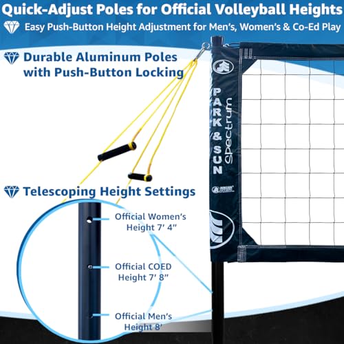Park & Sun Sports Spectrum Classic: Adjustable Professional Outdoor Volleyball Net System - color: Navy