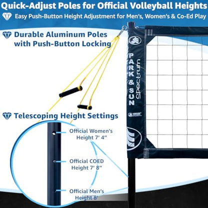 Park & Sun Sports Spectrum Classic: Adjustable Professional Outdoor Volleyball Net System - color: Navy