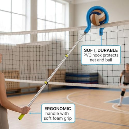 Volleyball Spike Trainer, Adjustable Length 41.3 to 72.8 Inches with Question Hook, Premium Aluminum Alloy PVC Construction for Serving Spiking Training