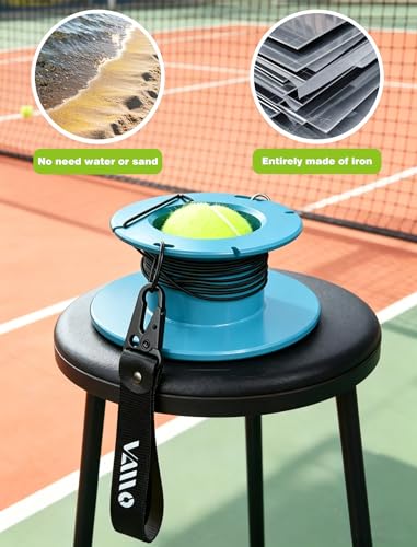 VAIIO Professional Tennis Trainer - Full Metal Portable Solo Rebounder with 3 High-Elastic String Balls, Ideal for Adults, Kids, Beginners & Advanced Players - color: Blue