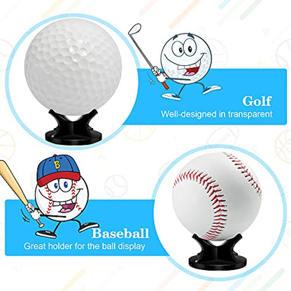 Sumind 3 Pcs Acrylic Small Ball Stand Holder Sport Ball Display Rack Baseball Display Stand with 3 Pieces Non-slip Rubber Pads for Baseball Golf Softball Tennis Spheres, Black - color: Black