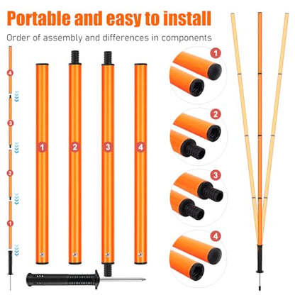 Soccer Agility Training Equipment: 6 Soccer Agility Poles, 20ft Agility Ladder, 10 Soccer Cones, 1 Jump Rope. Soccer Training Poles for Speed Training, Agility Training - color: orange