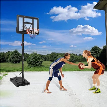 Basketball Hoop Outdoor 10FT Height Adjustable, Portable Basketball Goals & Hoops with PC Backboard and Large Water/Sand Base, Indoor Outdoor Basketball Hoop for Kids Youth Adults Backyard Driveway - style: Handle Position Adjustment Lift