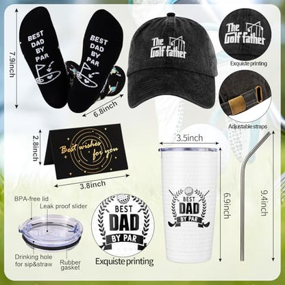 SAIWEILAI ONLINE 12 Pieces Golf Gifts for Dad Dads Christmas Gifts Funny Golf Father Gift for Dad Men Including Tumbler Mug Socks Towel Bag Ball Tee Holder Hat and Clip - style: Men