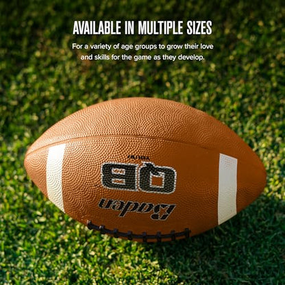Baden QB Rubber Football | Molded Rubber Cover and Laces Holds up to Tough Conditions | Ideal for Backyard Play, Camps & Leagues | Brown | Pee-Wee, Junior, Youth, Official Sizes - size: Youth Size 7, style: Single Ball