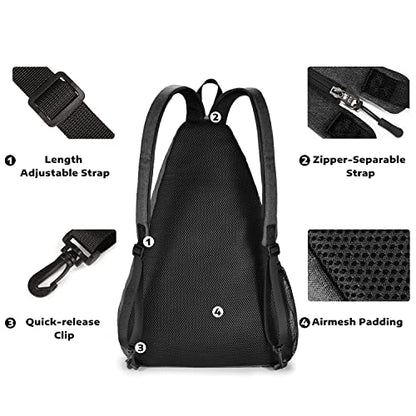 A11N SPORTS Pickleball Bag, Reversible Crossbody Sling Bag/Backpack for Women Men - color: Black