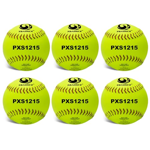 PHINIX Slow-Pitch Softballs Cork Core 11" & 12" Options Great for Practice + Training - size: 12 Inch, style: Box of 6