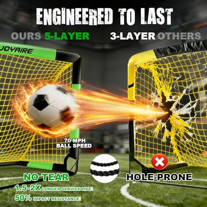 Pro-Grade Kids Backyard Soccer Goal, Tear-Resistant 5-Layer Polyester Soccer Net & 10mm Poles for Maximum Durability, 4x3ft/6x4ft/7x5ft, Pop Up Portable Soccer Training Equipment Set with Size 4 Ball - size: 4 ft x 3ft, style: Green Black