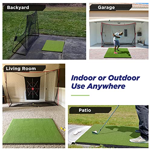 Golfguru Golf Mat, 5x4ft/5x5ft Dense Elite Golf Hitting Mats Practice with 10 Balls, 9 Tees, Heavy Duty Artificial Hitting Training Matt for Backyard Driving Chipping Indoor Outdoor Simulators - style: 5'x4' Pro-31mm Thick