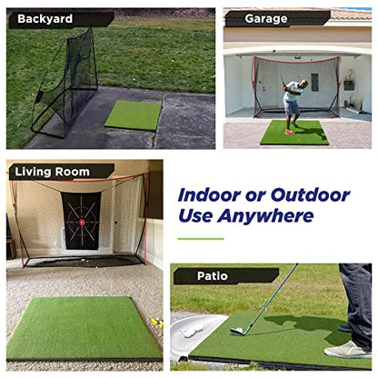 Golfguru Golf Mat, 5x4ft/5x5ft Dense Elite Golf Hitting Mats Practice with 10 Balls, 9 Tees, Heavy Duty Artificial Hitting Training Matt for Backyard Driving Chipping Indoor Outdoor Simulators - style: 5'x4' Pro-31mm Thick