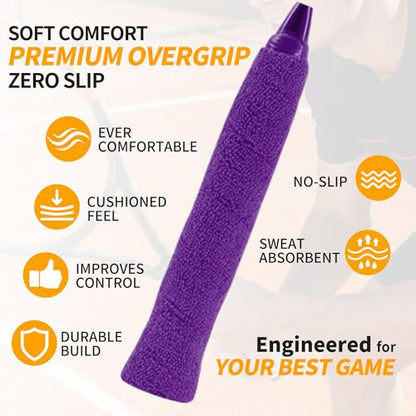 2 Pcs Tennis Racket Grip Tape, Towel Tennis Overgrip Tape, Anti-Slip Absorbent Grip, Racket Overgrip Tape,9 Colors - color: Purple