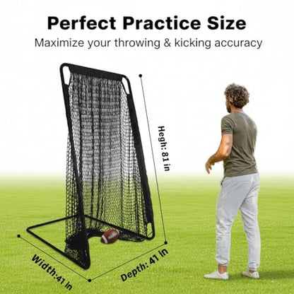 Kapler Football Kicking Cage Net - 81" x 41" Football Field Goal with Heavy Duty Steel Extra Deep Pocket and Holder Tee for Youth Punting & Place Kicks Backyard Indoor Outdoor Use