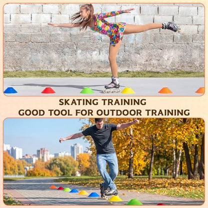 Yunsailing Soccer Cones with Straps Set, Disc Training Cones Bulk Agility Cone Sports Cone for Drills, Challenge, Football, Basketball, Skating, Coaching, Practice Equipment, Indoor, Outdoor