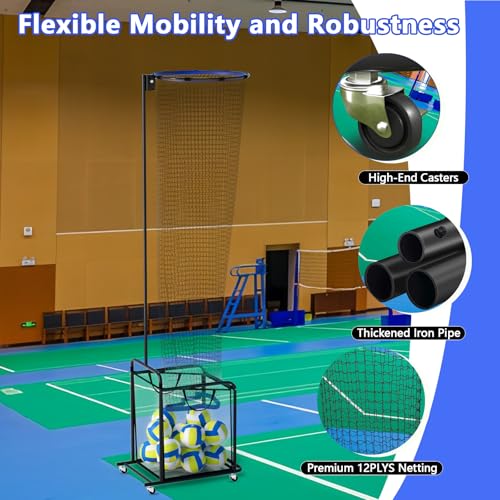 Volleyball Setter Trainer Net Adjustable Height and Angle Home Volleyball Trainer Net with Wheels and Collection Bag Volleyball Training Equipment for Both Indoor and Outdoor Training