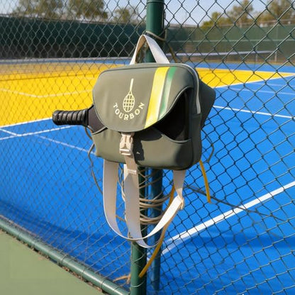 TOURBON Pickleball Bag for Men and Women with Exterior Paddle Holder, Small Lightweight Quick-Access Pickle Ball Paddle Sling Bag